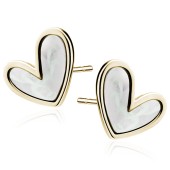 Cercei argint placati cu aur galben inima cu Mother of Pearl DiAmanti Z2195EG-DIA Cercei argint placati cu aur galben inima cu Mother of Pearl DiAmanti Z2195EG-DIA